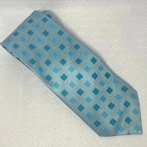 * SALIARI Men's 100% Silk blue Necktie ITALY Designer blue squares 58" NWT
